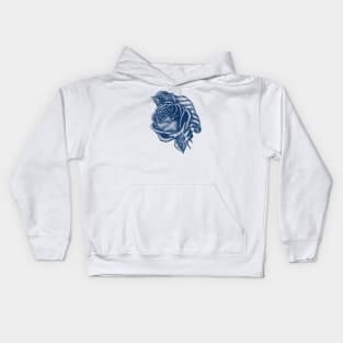 Rose Flower with the United States Flag - Blue Kids Hoodie